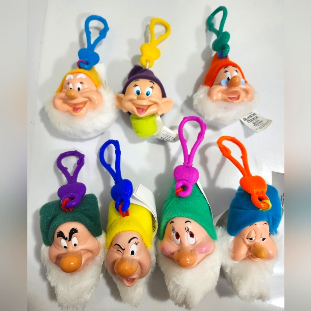 McDonalds Happy Meal 2001 Snow White & Seven Dwarfs Keychain Clip Set Of 7